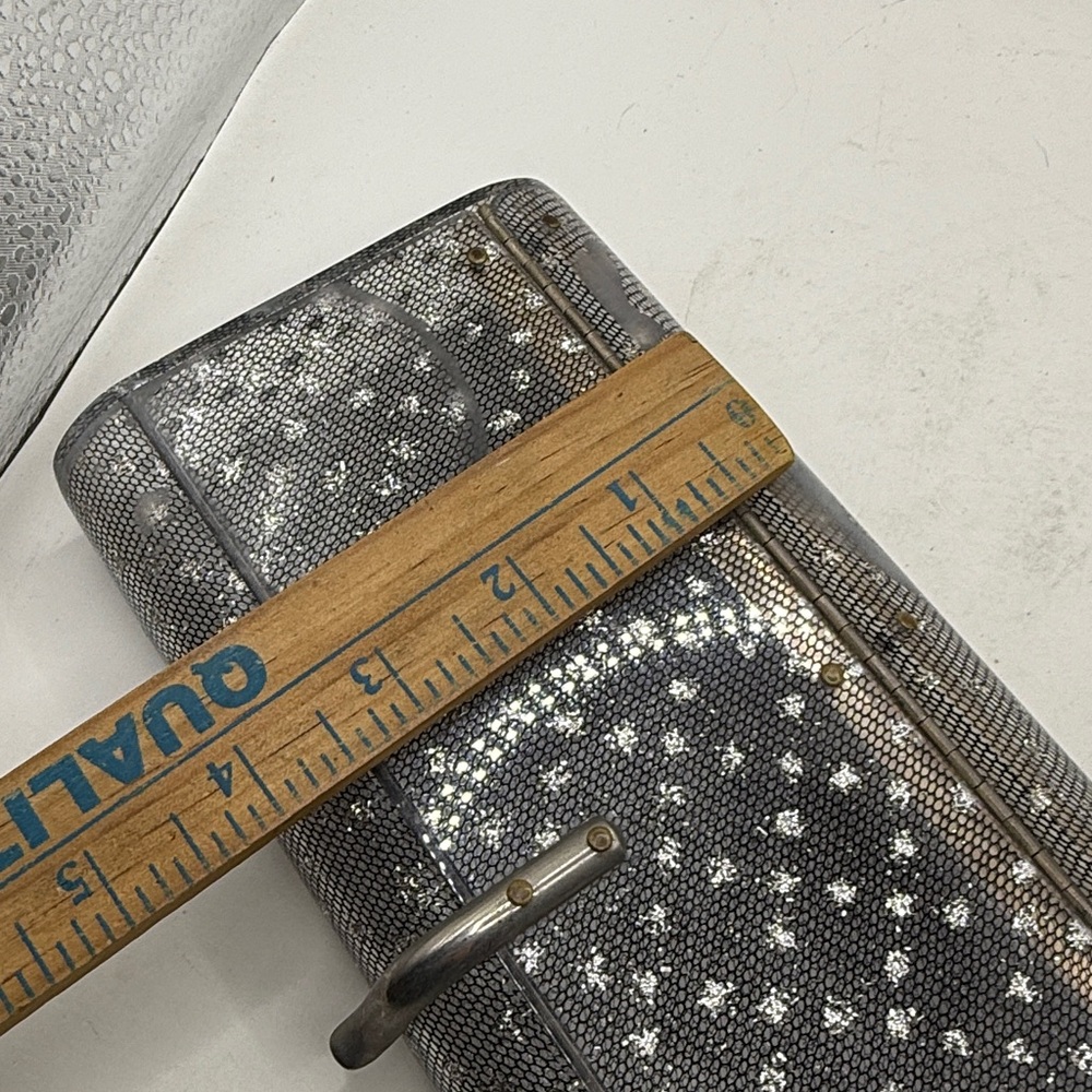 Vtg Wilardy Lucite Clutch Purse Clear Silver Confetti Acrylic 50s 60s Glitter - Picture 15 of 16